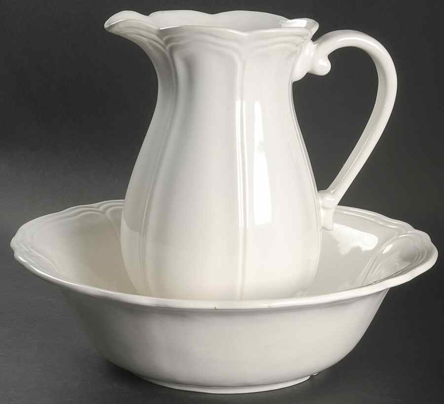 Federalist White 72 Oz Pitcher and Bowl Set by Sears-1