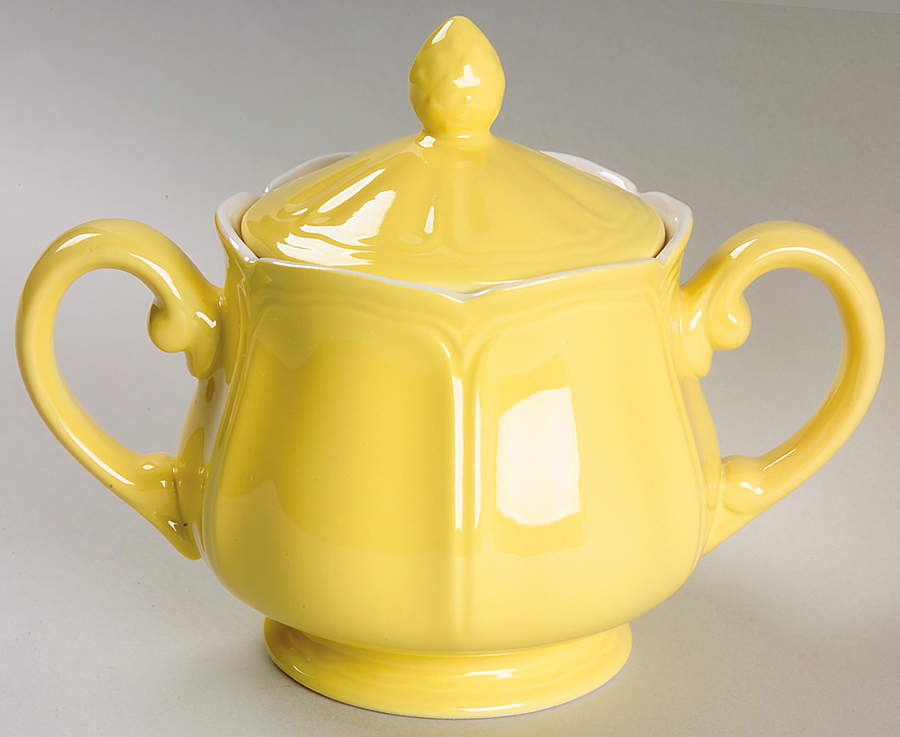 Federalist Buttercup Yellow (4239) Sugar Bowl & Lid by Sears-1