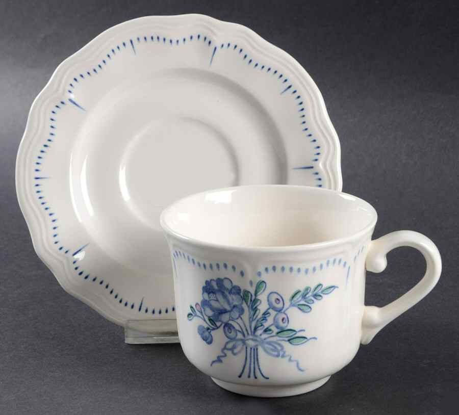 Floral Bouquet Flat Cup & Saucer Set by Sears-1