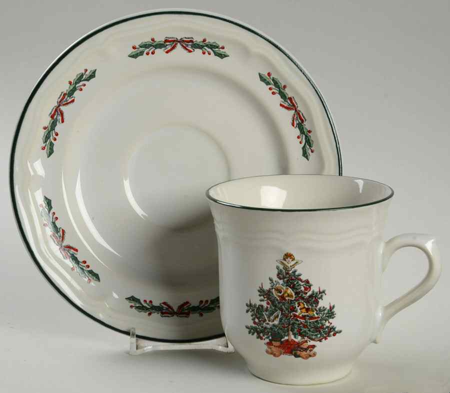 Holly & Lace Flat Cup & Saucer Set by Sears-1