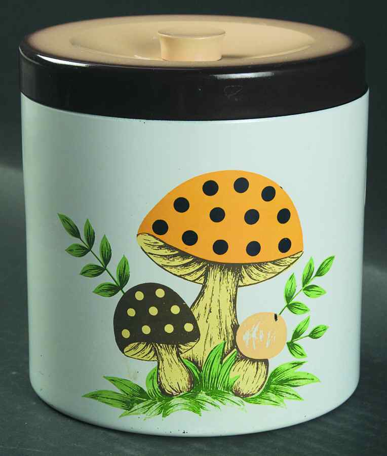Merry Mushroom Medium Plastic Coffee Canister & Lid by Sears-1