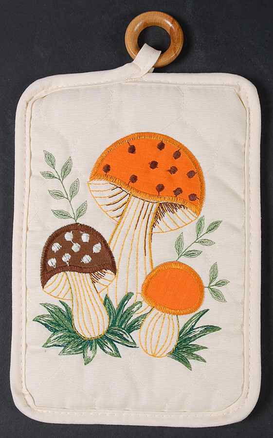 Merry Mushroom Cloth Potholder by Sears-1
