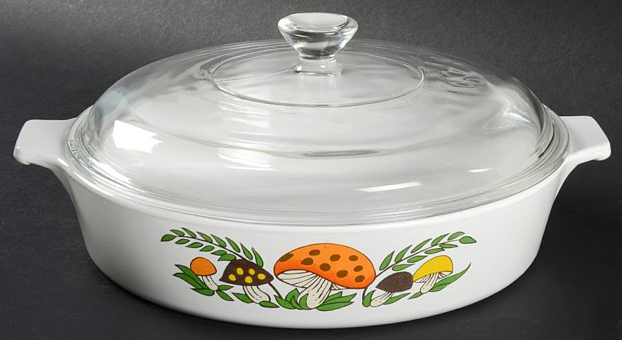 Merry Mushroom 1.25 Qt Round Covered Casserole by Sears-1