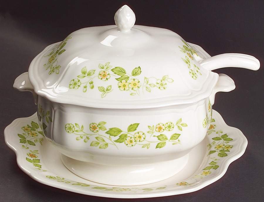 Petit Flora Tureen & Lid w/Ladle & Underplate by Sears-1