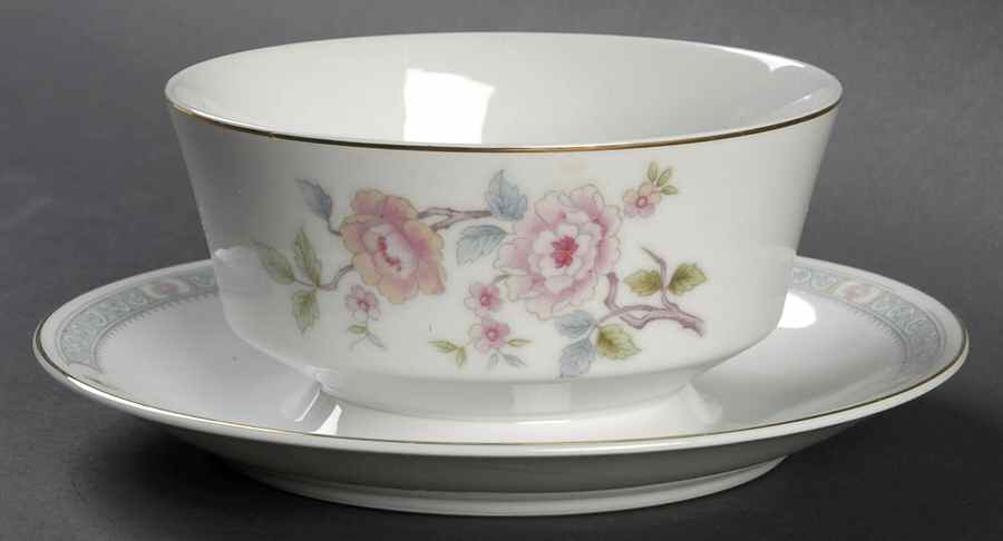 Peonies Gravy Boat with Attached Underplate by Sears-1