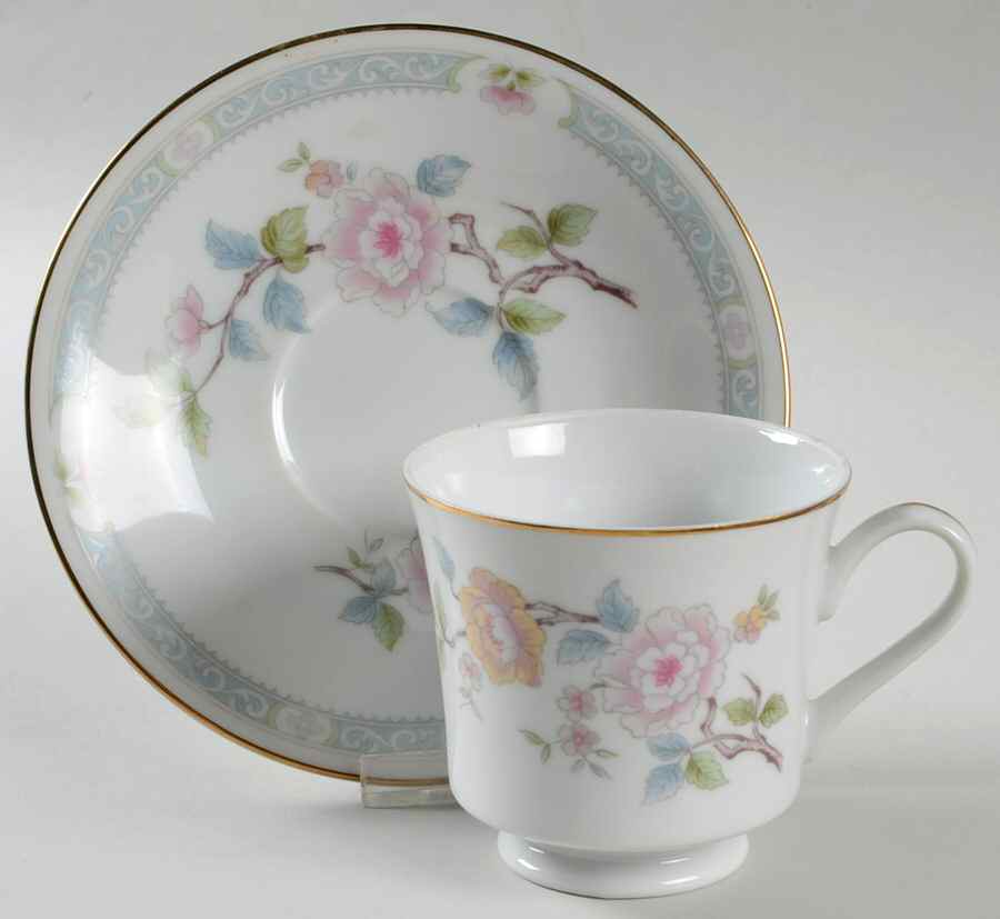 Peonies Footed Cup & Saucer Set by Sears-1