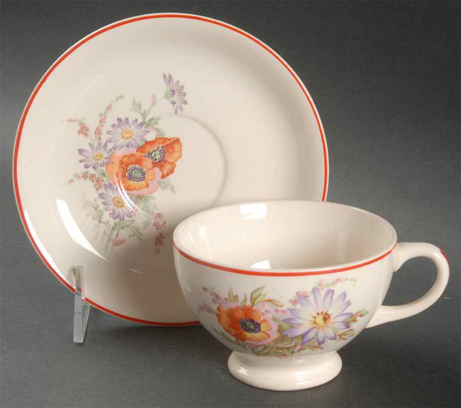 Poppy Footed Cup & Saucer Set by Sears-1