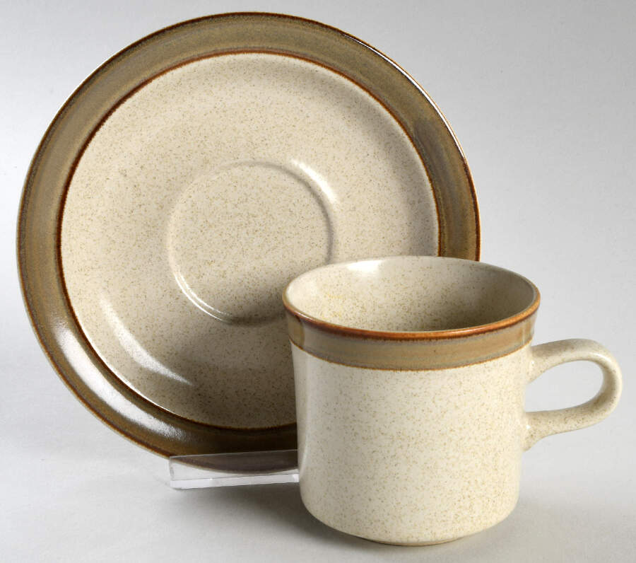 Sahara Tan Flat Cup & Saucer Set by Sears-1