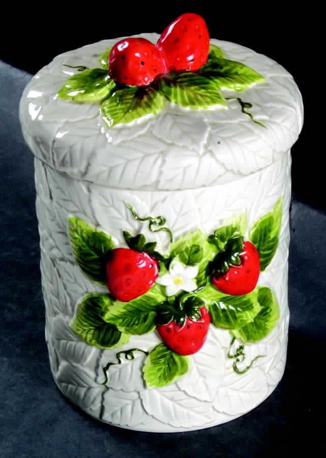 Strawberry Coordinates Medium Canister & Lid by Sears-1