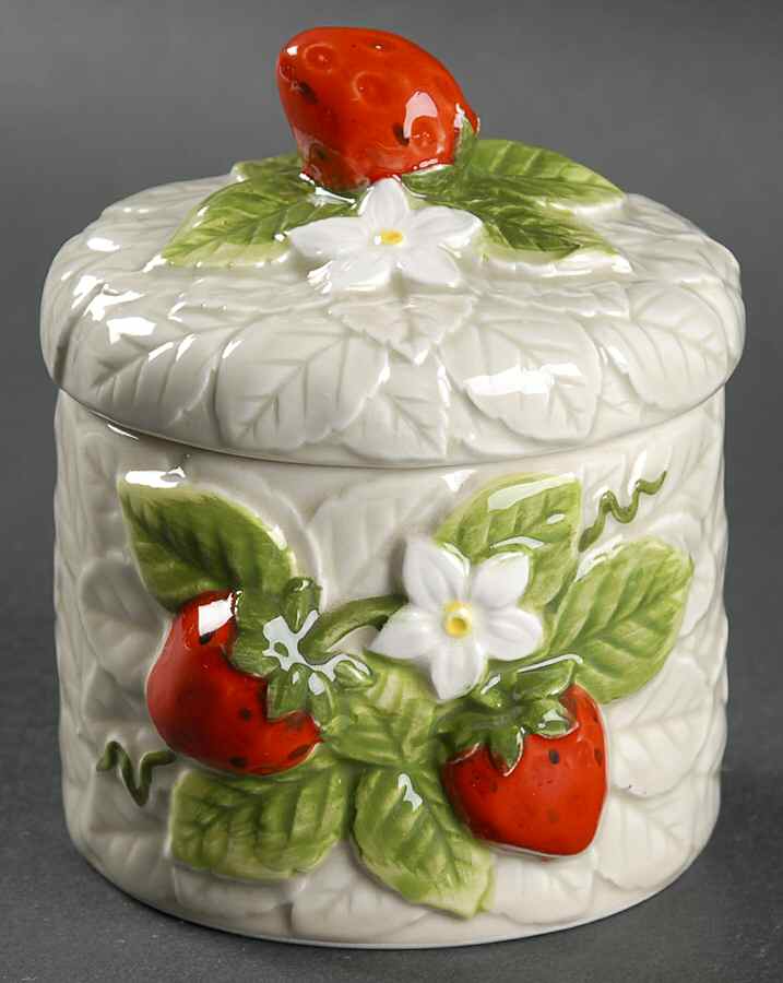 Strawberry Coordinates Sugar Bowl & Lid by Sears-1