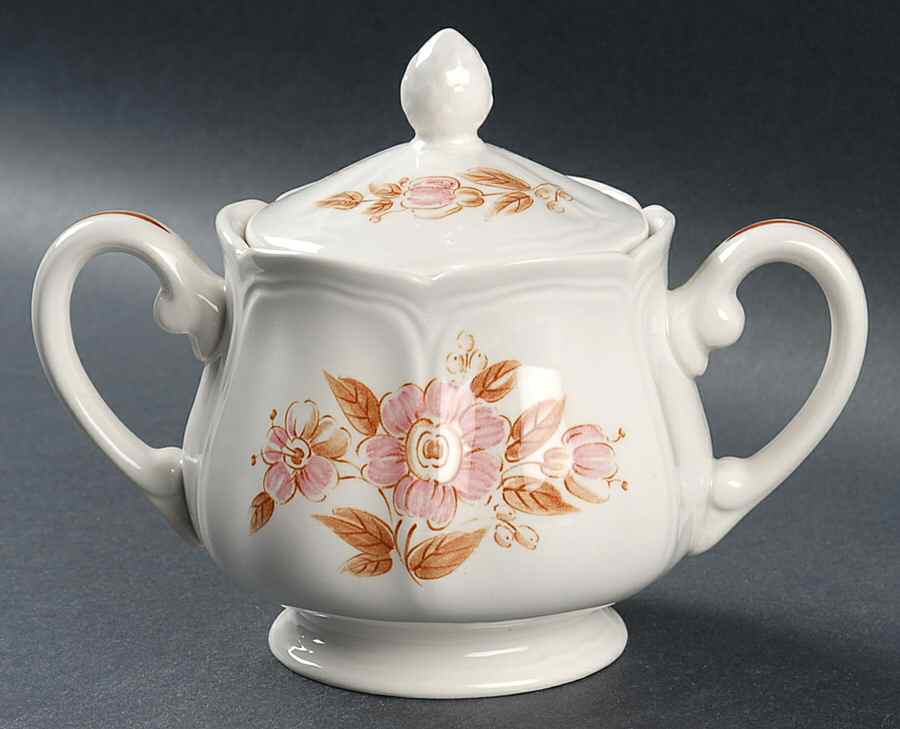 Wicker Rose Sugar Bowl & Lid by Sears-1