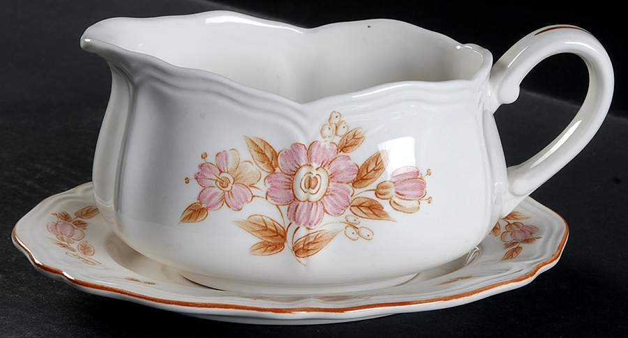 Wicker Rose Gravy Boat & Underplate by Sears-1