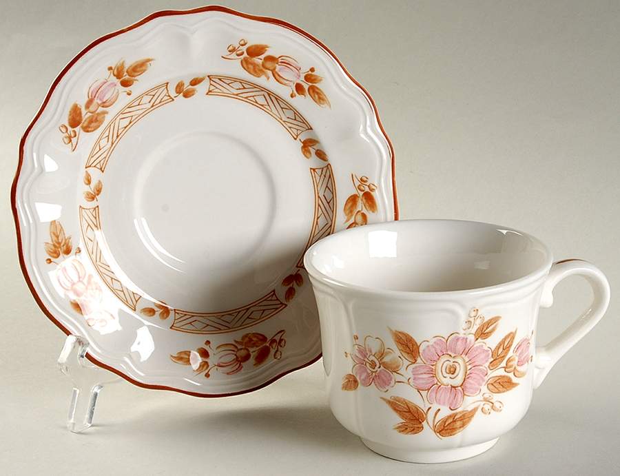 Wicker Rose Flat Cup & Saucer Set by Sears-1