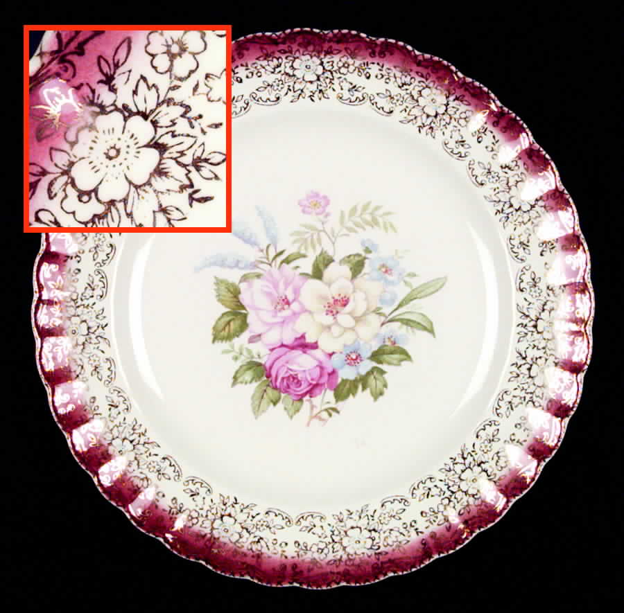 Arcadia Mandarin Maroon Dinner Plate by Sebring Pottery-1