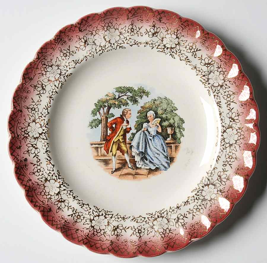 Chantilly Mandarin Maroon Bread & Butter Plate by Sebring Pottery-1
