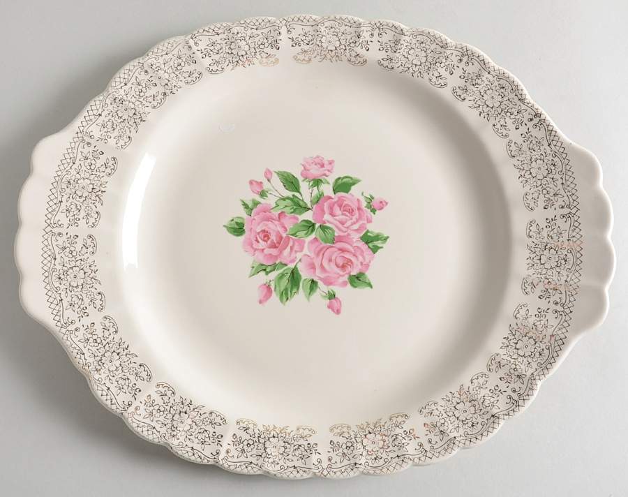 China Bouquet 15" Oval Serving Platter by Sebring Pottery-1
