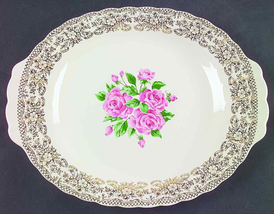 China Bouquet 13" Oval Serving Platter by Sebring Pottery-1