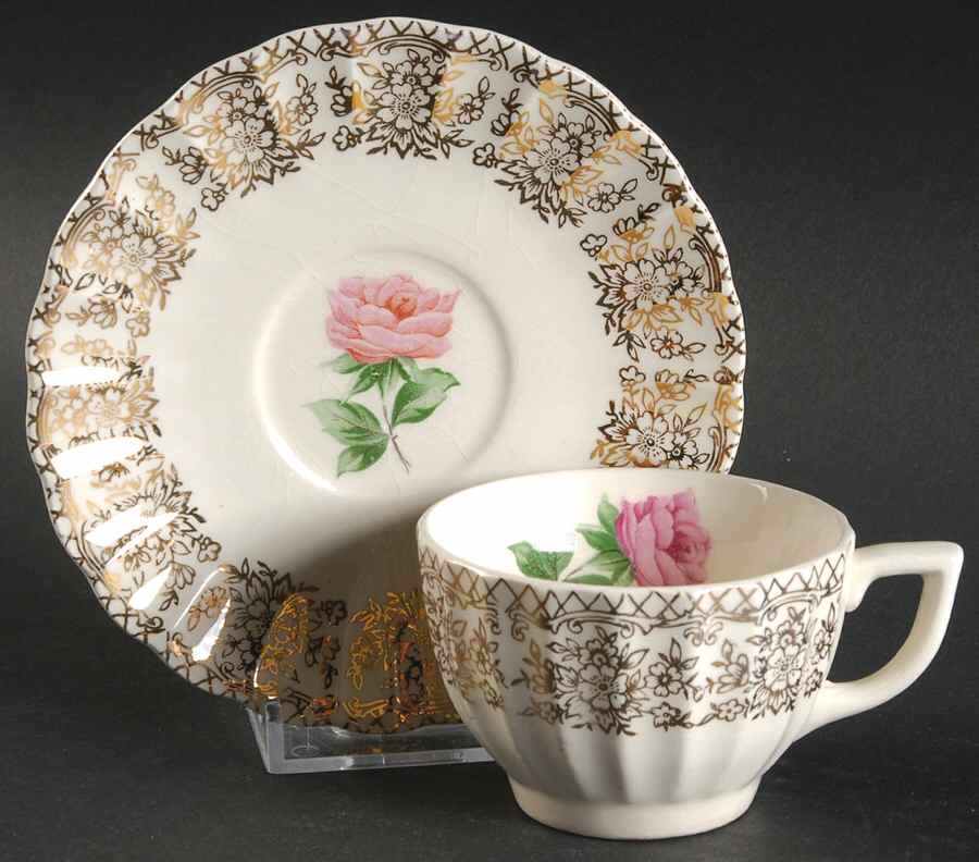 China Bouquet Flat Demitasse Cup & Saucer Set by Sebring Pottery-1