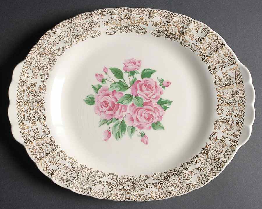 China Bouquet 11" Oval Serving Platter by Sebring Pottery-1