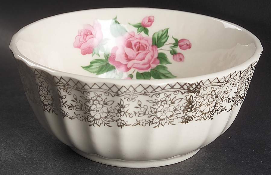 China Bouquet Cranberry Bowl by Sebring Pottery-1