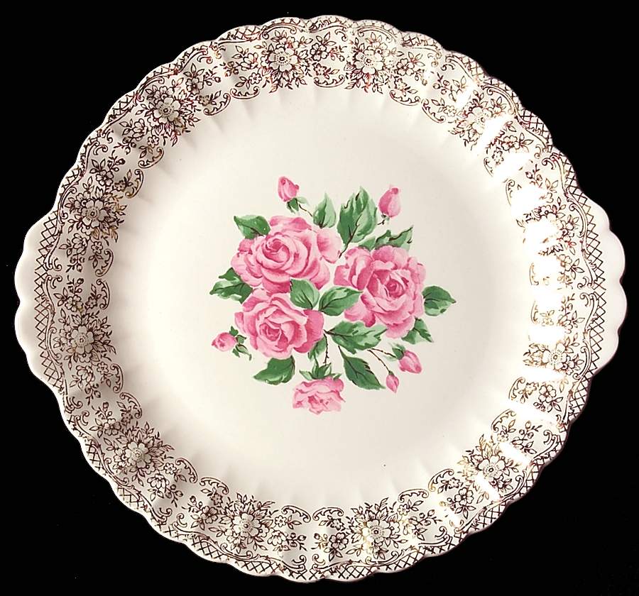 China Bouquet Handled Cake Plate by Sebring Pottery-1
