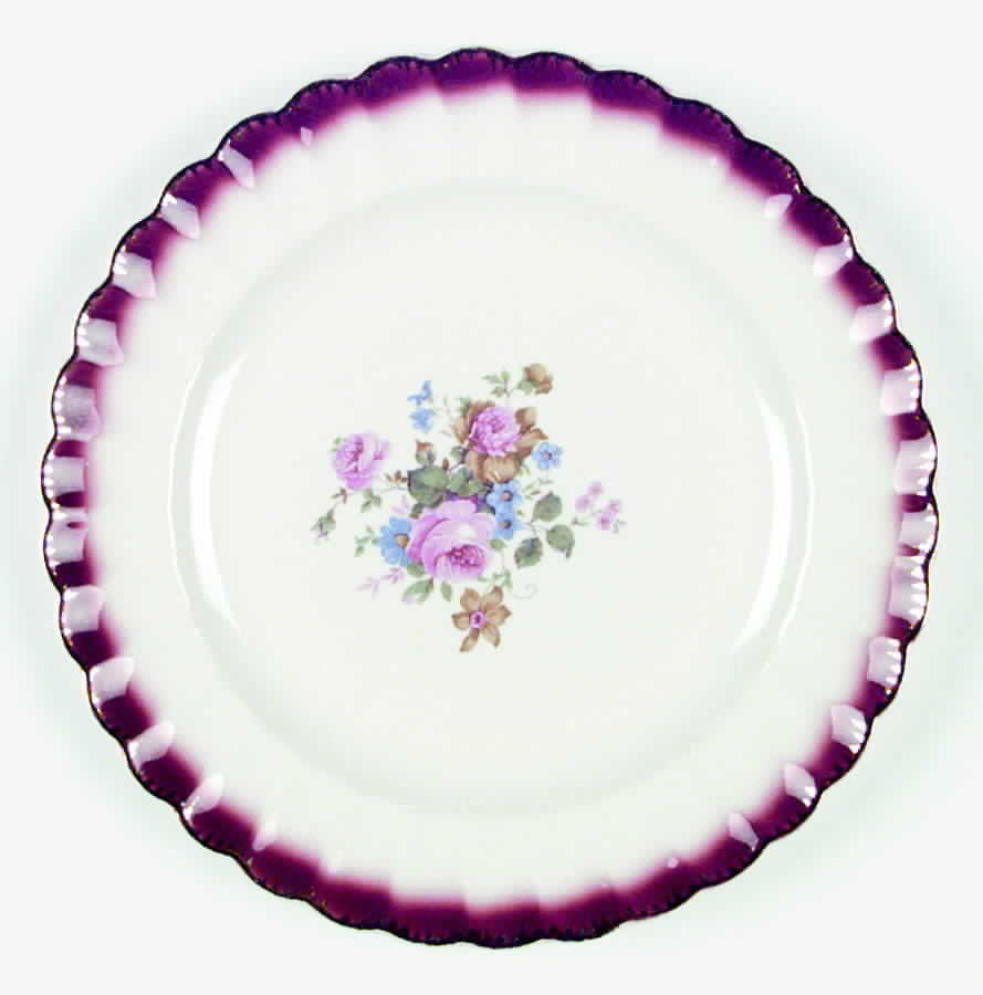 English Rose Maroon Luncheon Plate by Sebring Pottery-1