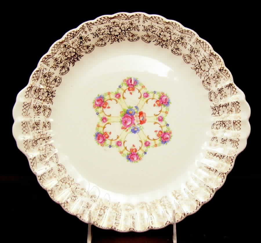 Fortune Handled Cake Plate by Sebring Pottery-1