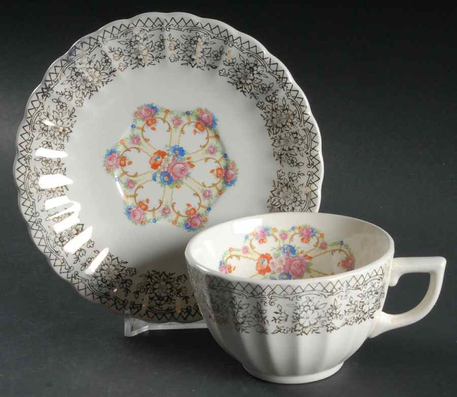 Fortune Flat Cup & Saucer Set by Sebring Pottery-1