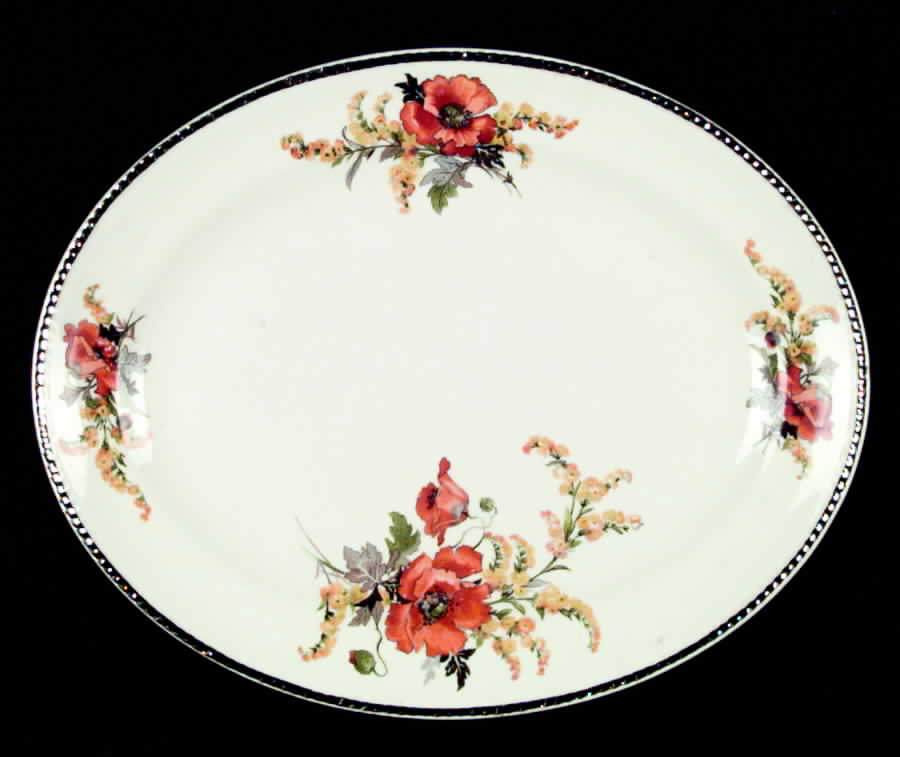 Goldenrod Poppy 11" Oval Serving Platter by Sebring Pottery-1