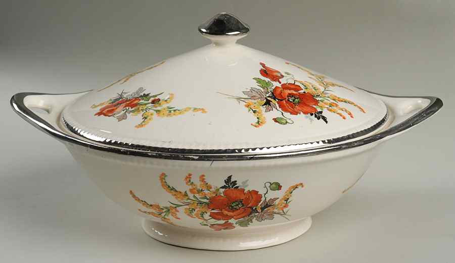 Goldenrod Poppy Round Covered Vegetable by Sebring Pottery-1