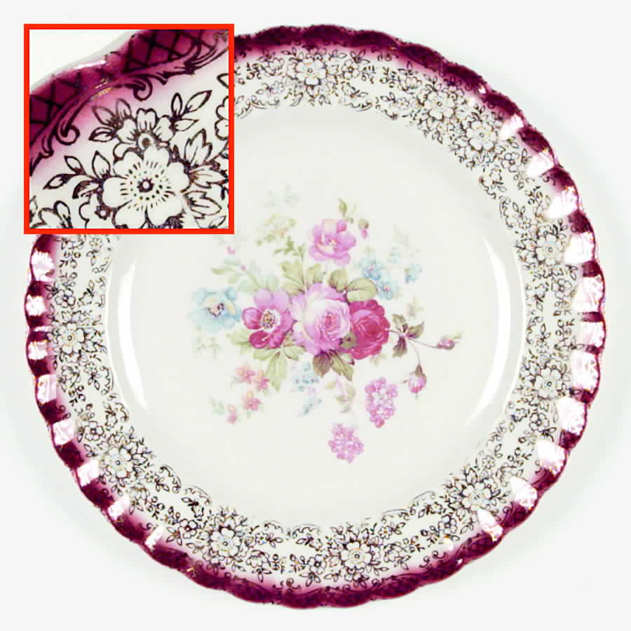 June Rose Mandarin Maroon Dinner Plate by Sebring Pottery-1