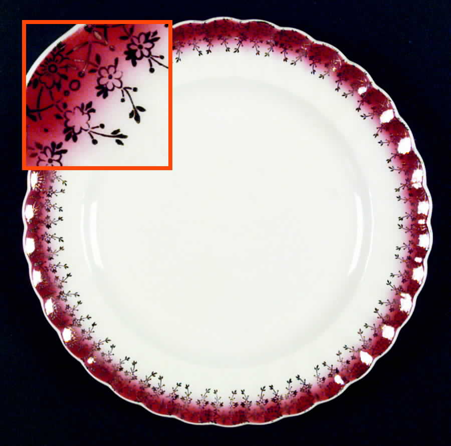 Tudor Gold Mandarin Maroon Dinner Plate by Sebring Pottery-1
