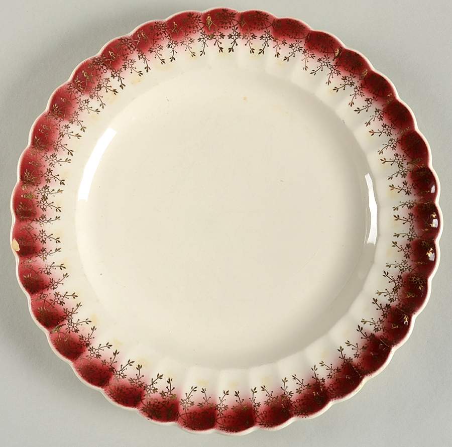 Tudor Gold Mandarin Maroon Luncheon Plate by Sebring Pottery-1