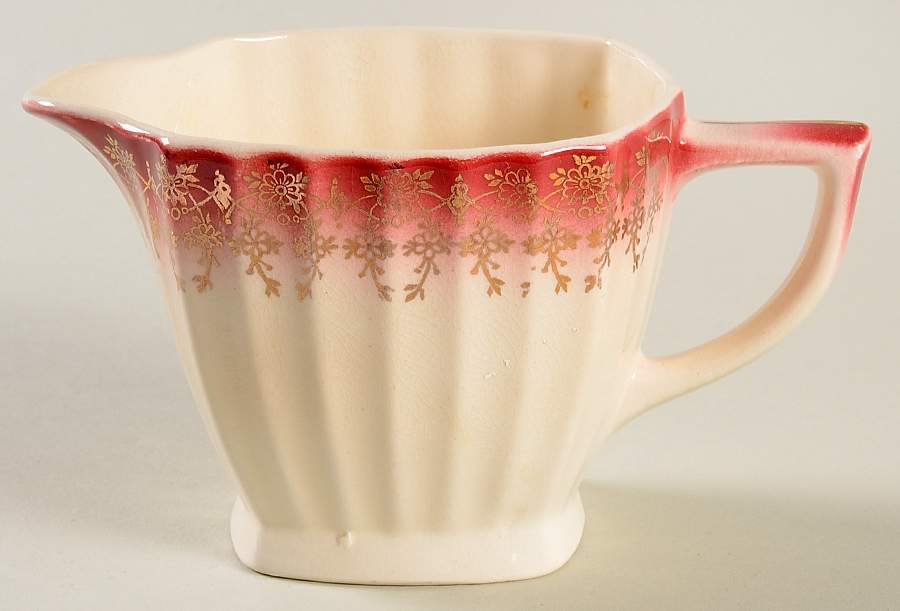Tudor Gold Mandarin Maroon Creamer by Sebring Pottery-1