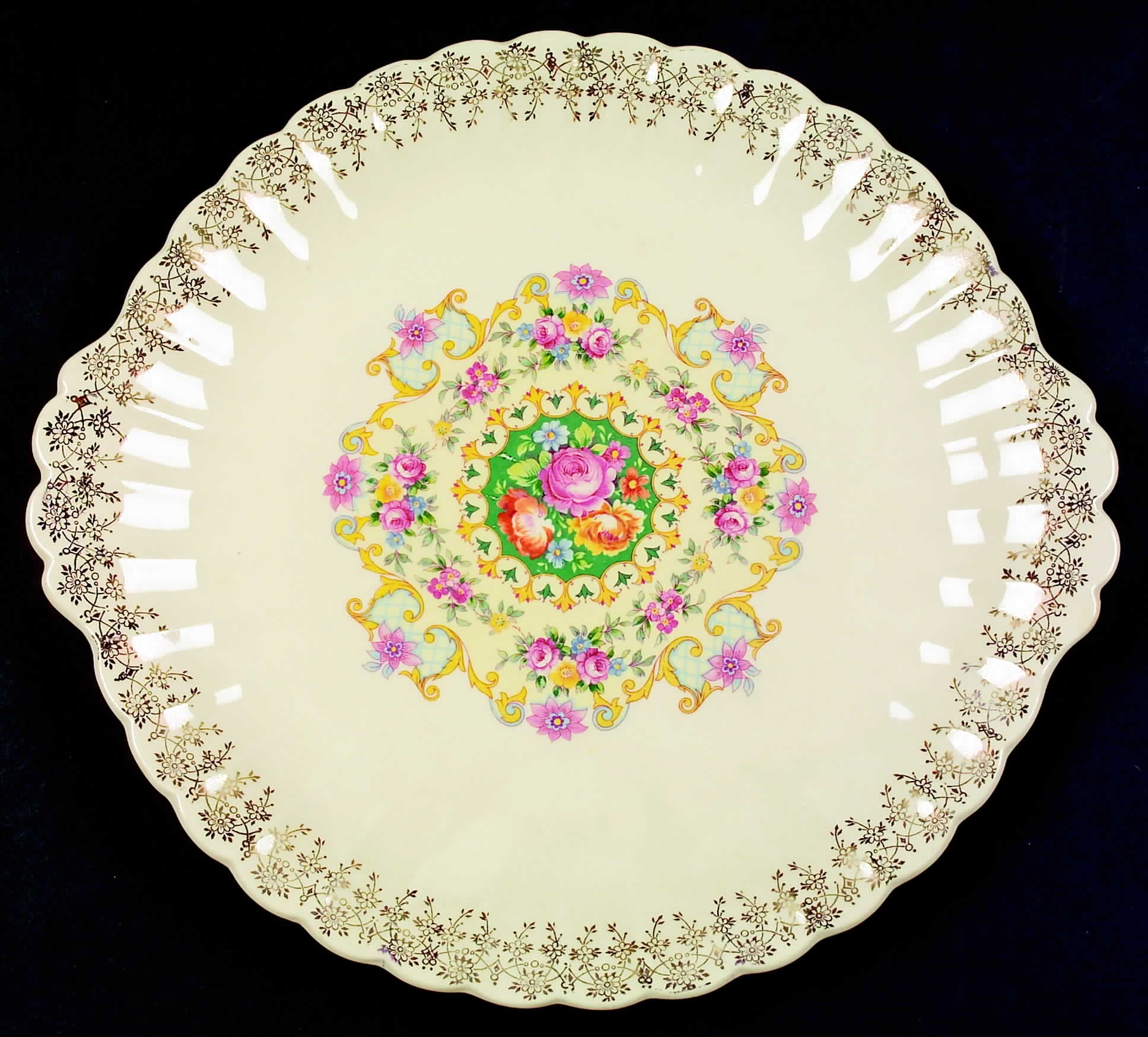 Melody (Fluted, Trojan) Handled Cake Plate by Sebring Pottery-1