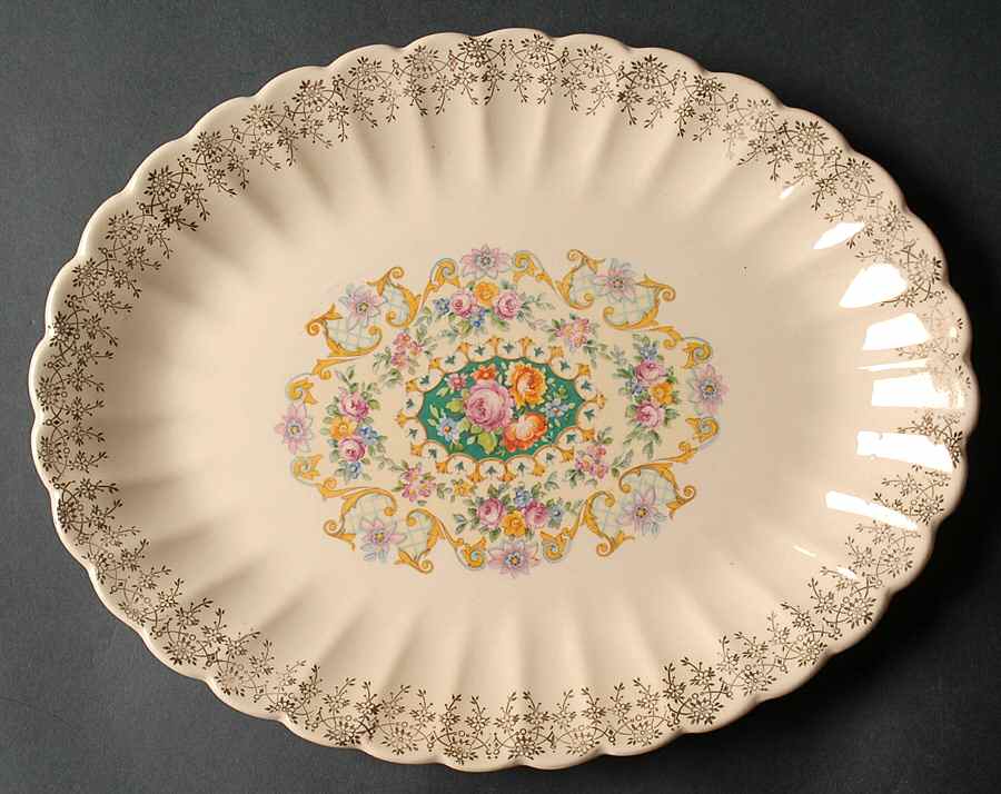 Melody (Fluted, Trojan) 11" Oval Serving Platter by Sebring Pottery-1