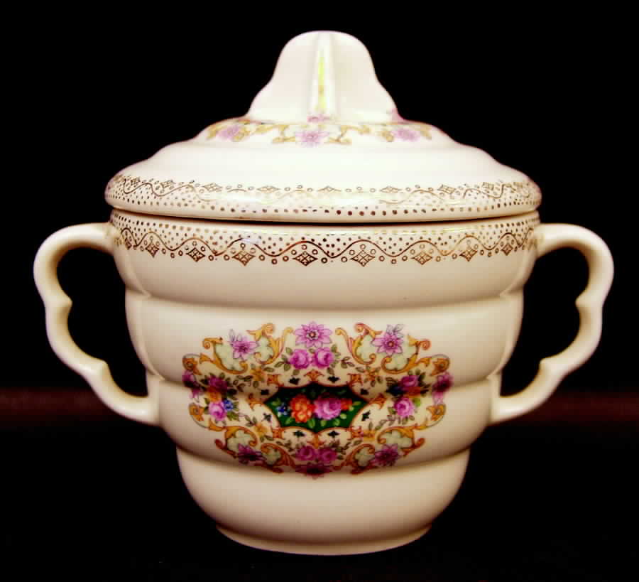Melody (Smooth, Gold Dots On Rim) Sugar Bowl & Lid by Sebring Pottery-1