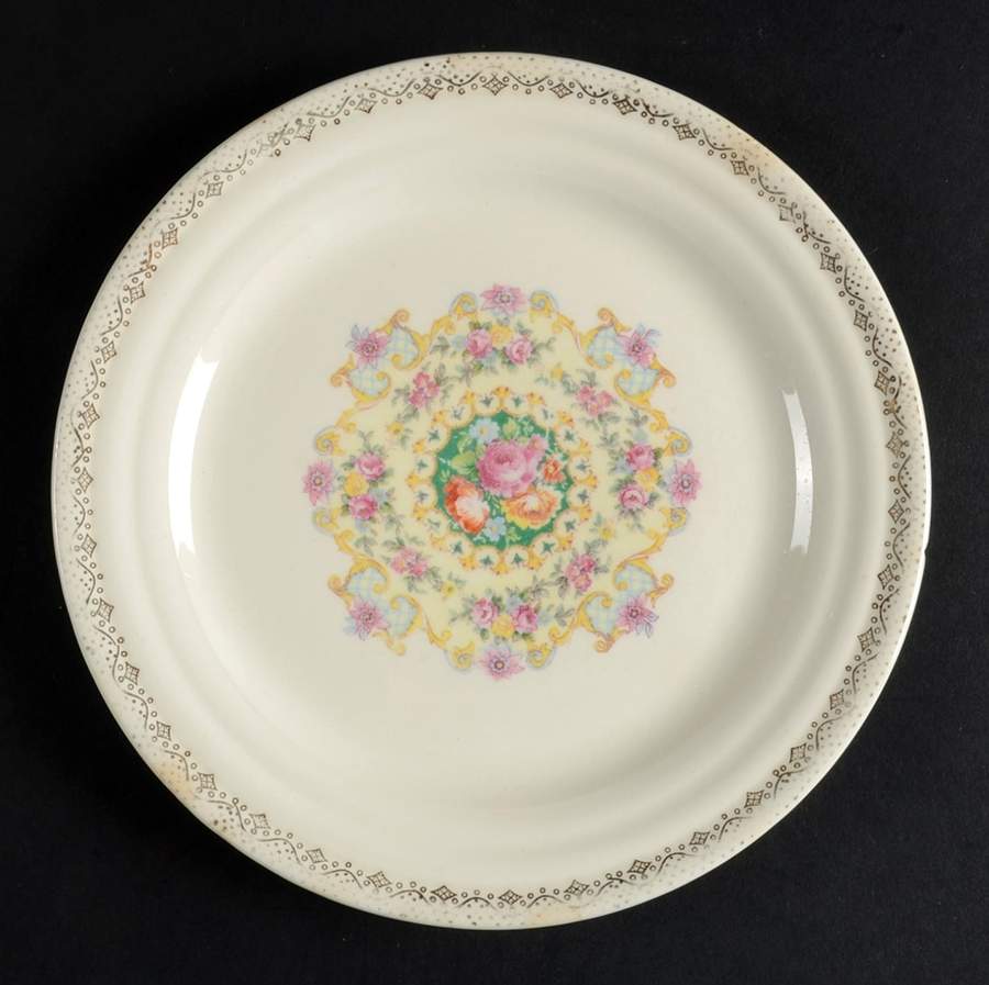 Melody (Smooth, Gold Dots On Rim) Salad Plate by Sebring Pottery-1