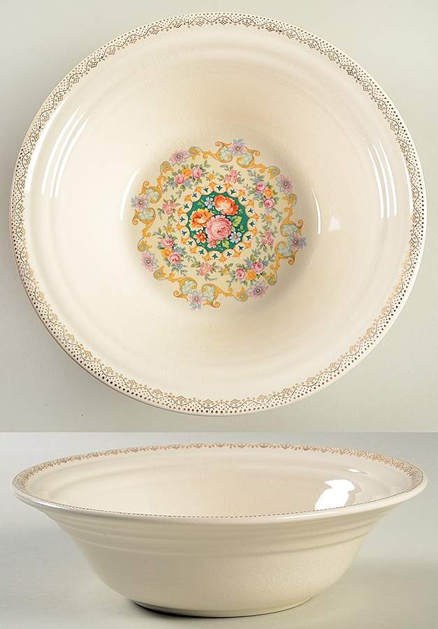 Melody (Smooth, Gold Dots On Rim) 8" Round Vegetable Bowl by Sebring Pottery-1