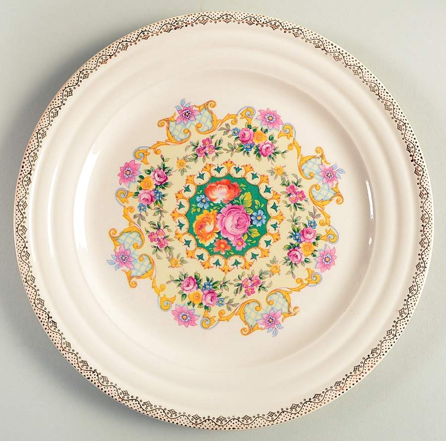 Melody (Smooth, Gold Dots On Rim) Luncheon Plate by Sebring Pottery-1