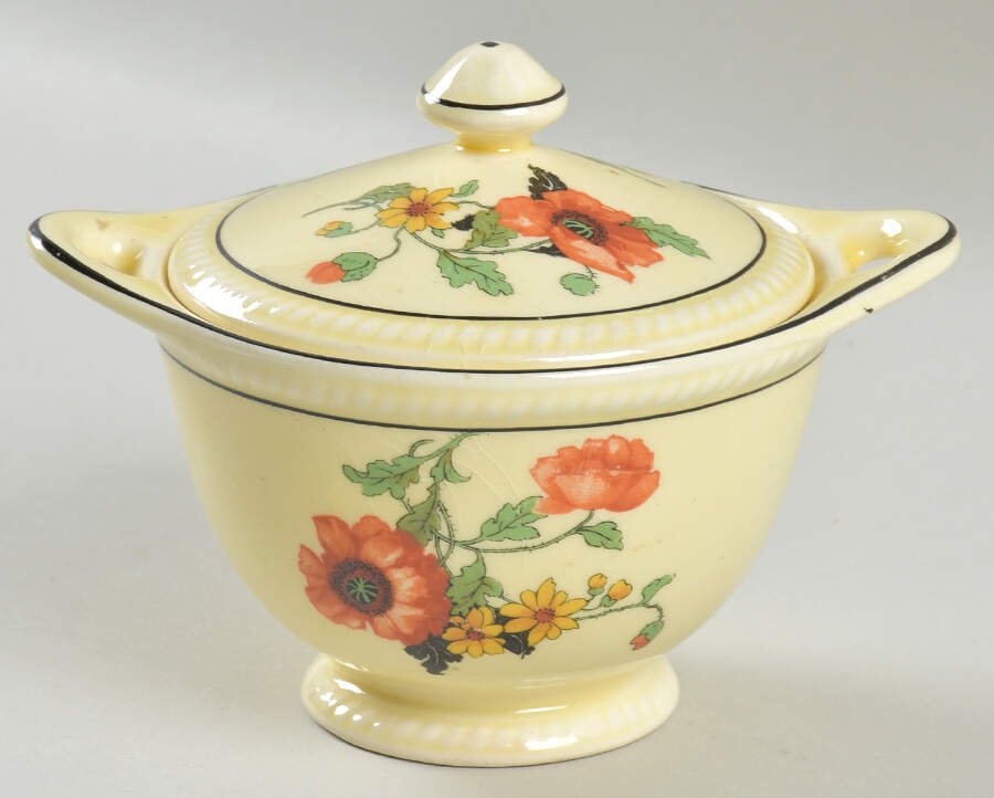 The Poppy Sugar Bowl & Lid by Sebring Pottery-1