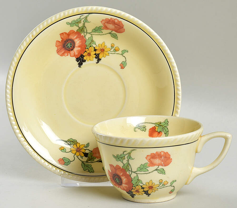 The Poppy Flat Cup & Saucer Set by Sebring Pottery-1