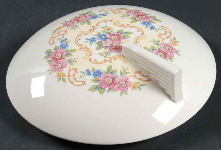 Rose Bower Lid for Round Vegetable by Sebring Pottery-1