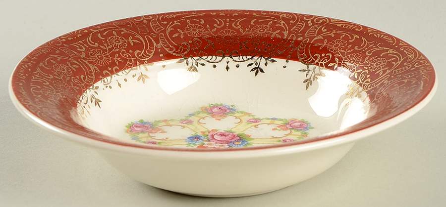 Royal Fortune Maroon Fruit/Dessert (Sauce) Bowl by Sebring Pottery-1