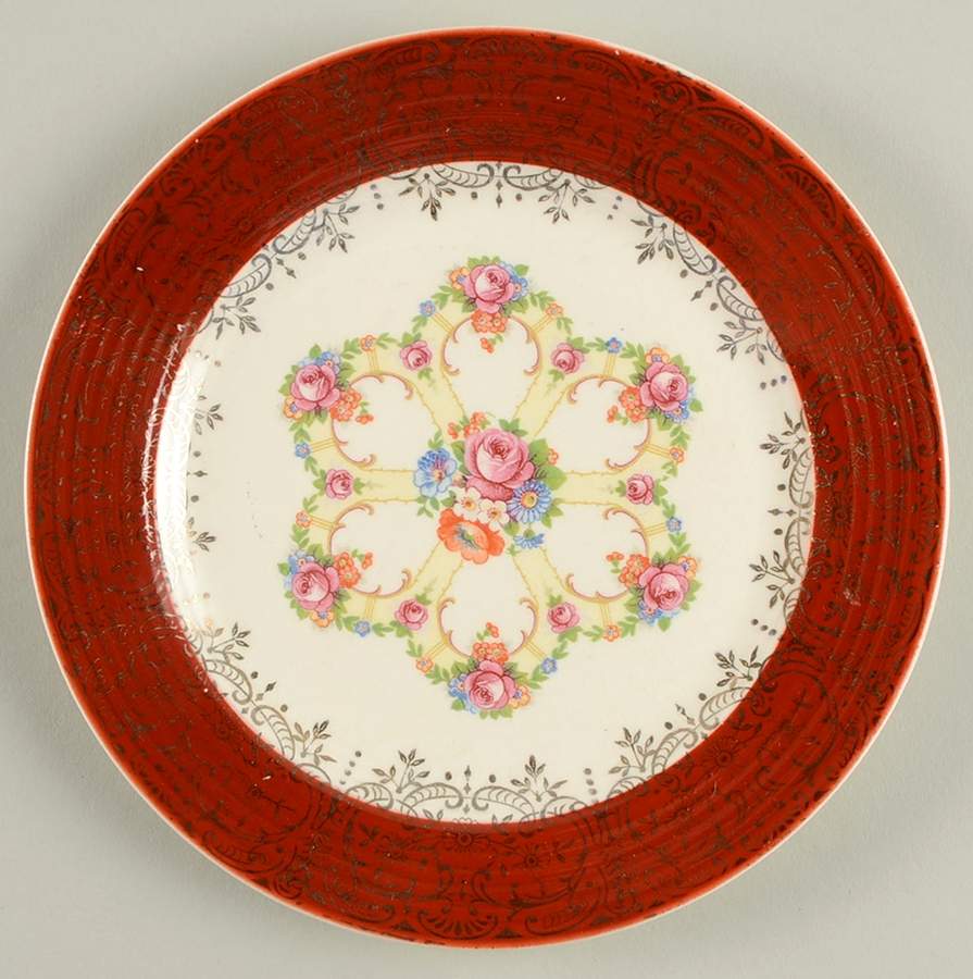 Royal Fortune Maroon Bread & Butter Plate by Sebring Pottery-1