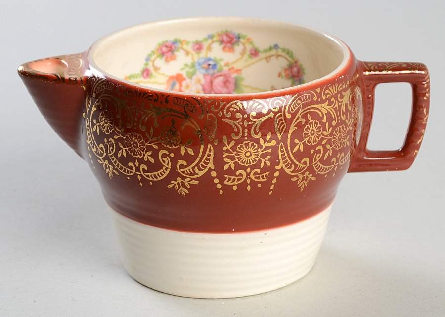 Royal Fortune Maroon Creamer by Sebring Pottery-1