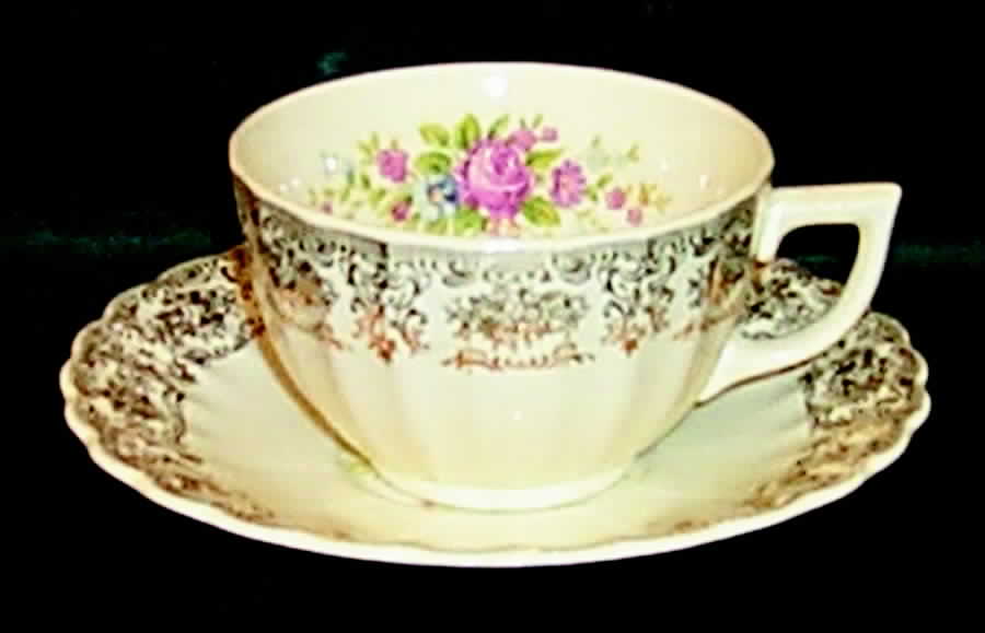Rosalie Flat Cup & Saucer Set by Sebring Pottery-1