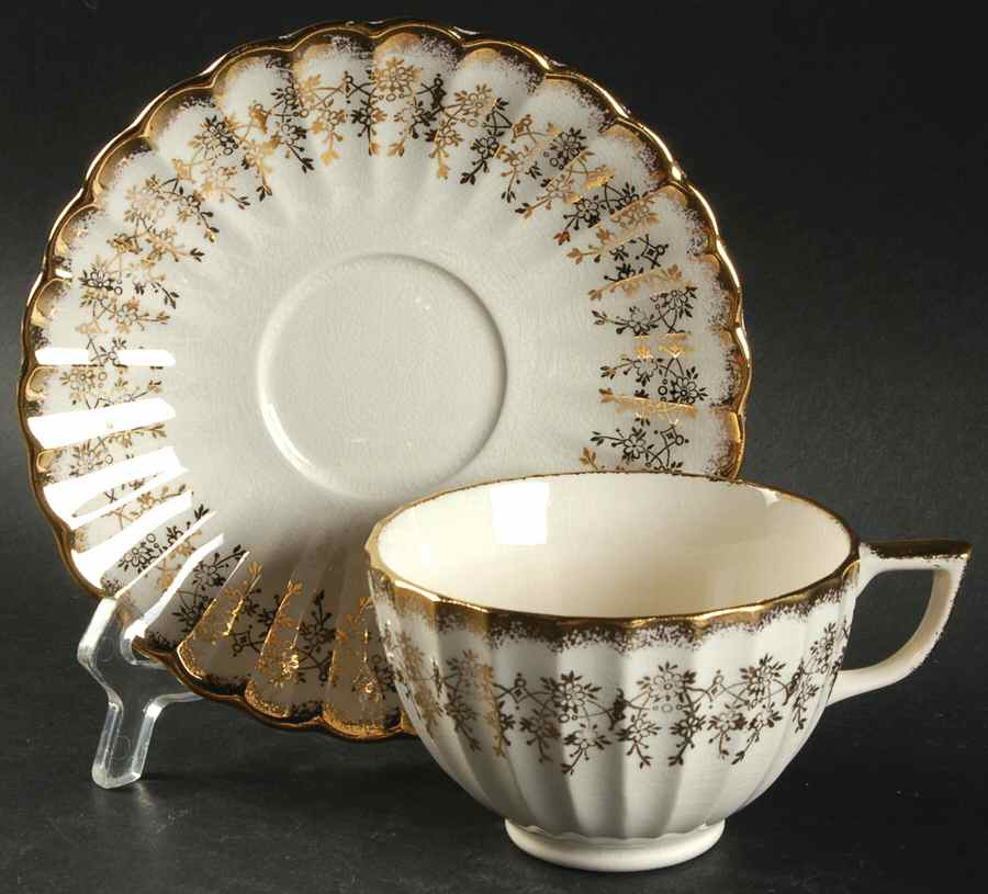 SEB12 Footed Cup & Saucer Set by Sebring Pottery-1