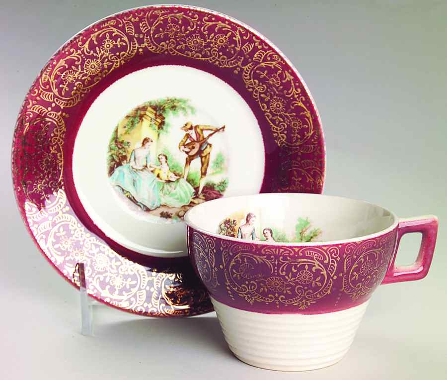 Serenade Flat Cup & Saucer Set by Sebring Pottery-1