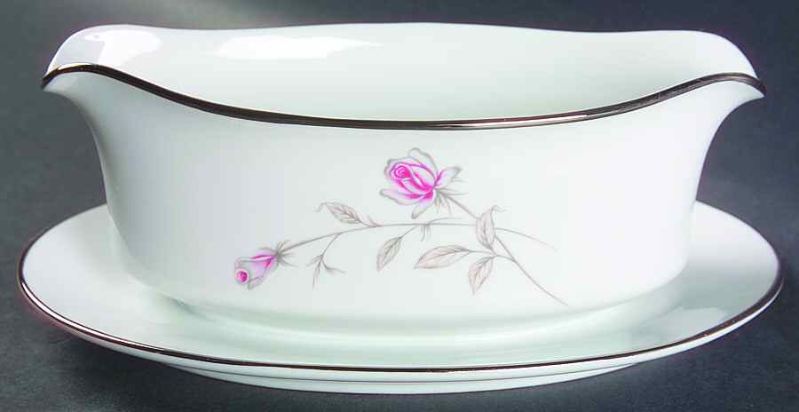 Lasting Rose Gravy Boat with Attached Underplate by Seizan-1